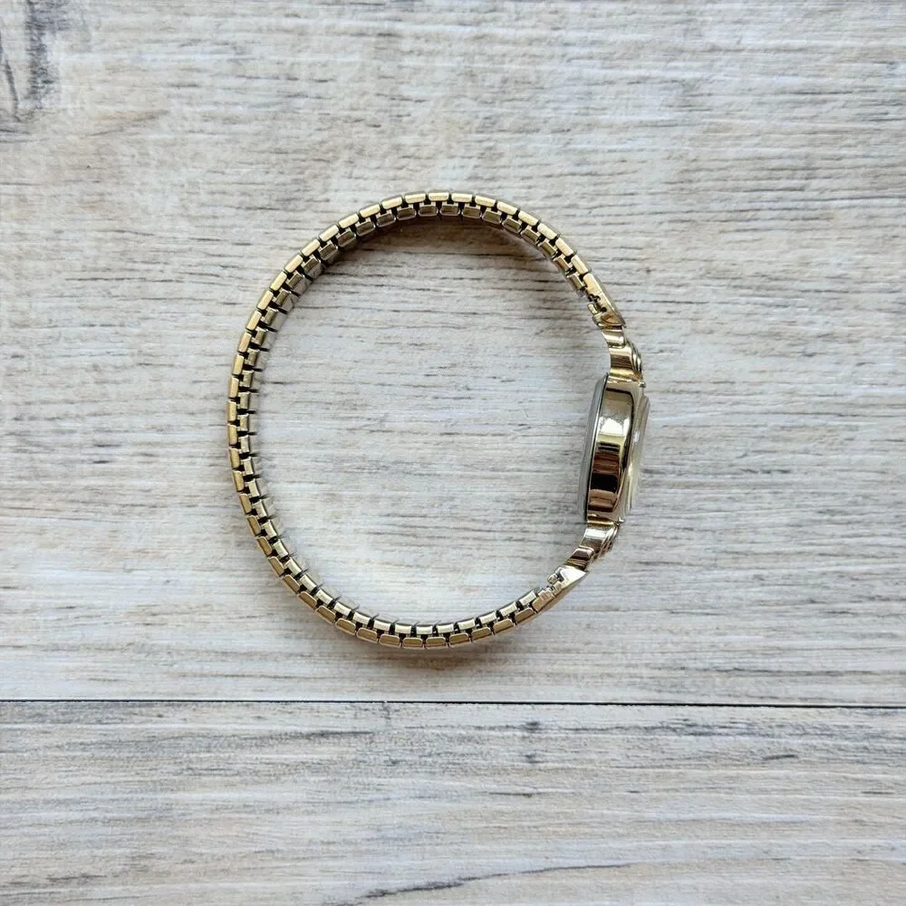Vintage Acqua Gold Tone Quartz Bracelet Watch Oval Dress Watch Dainty